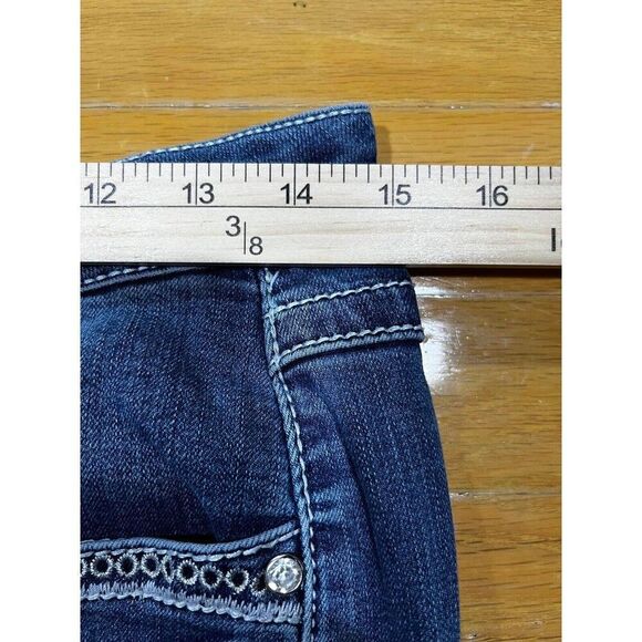 D'Mode Jeans Womens Size 9 Blue Mid Rise Straight Embellished Demin Grunge Punk - Picture 3 of 8
